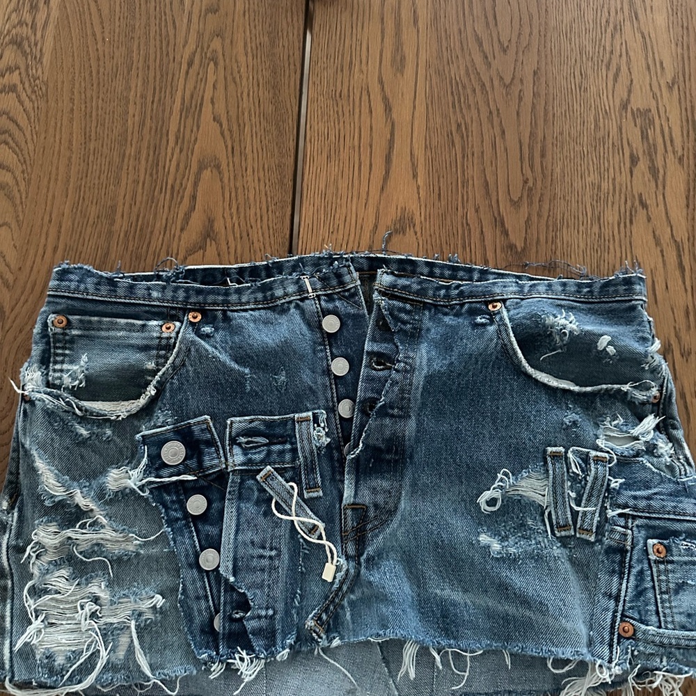 Levi's Distressed Denim Mini Skirt - Blue